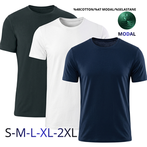 Sous-vêtement à manches courtes pour homme, col rond, couleur unie, respirant, séchage rapide, antibactérien, écologique, à porter toute l'année, en modal - Product Image 4