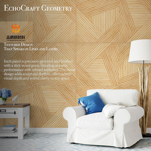 Adesivo da parete moderno con griglia a grana di legno 3D pannello acustico autoadesivo in fibra di poliestere insonorizzazione materiale espanso acustico hotel - Product Image 6