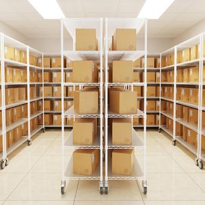 Estante de almacenamiento de malla de alambre de aluminio de alta resistencia NSF de 6 niveles, estante de exhibición para el hogar con 4 ruedas y revestimientos para estantes, bajo arancel directo de fábrica - Product Image 5