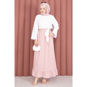 Mini Floral Print A-Line Pencil <b>Skirt</b> Powder Pink Chiffon Fabric Breathable Soft <b>Elastic</b> Waistband Short Sequined Digital Prints - Product Image 3