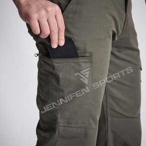 100% tela de lona de algodón estilo Cargo pantalón de caza cremallera botón cierre lados cinturón alto bucles bolsillos traseros de talla grande a prueba de viento - Product Image 3