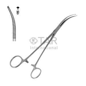 Fórceps de arteria Bengolea curvo quirúrgico 1x2 dientes 20,0 cm de longitud abrazadera vascular instrumentos médicos quirúrgicos - Product Image 1