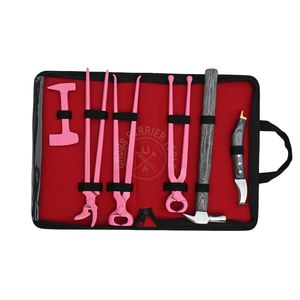 Compact Pink Farrier Loop Knife Sharp Blade Wooden Handle Driving Hammer Steel <b>Buffer</b> Hoof Kit Nipper Pull Off Tool Clincher - Product Image 1