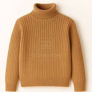 Suéter de cuello alto para hombre, Jersey de punto acanalado, Jersey cálido de invierno de manga larga ajustado, prendas de punto suaves, Jersey elegante informal de moda - Product Image 1