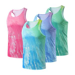 Camiseta sin mangas deportiva transpirable para hombre, chaleco colorido de punto transpirable para entrenamiento deportivo para correr - Product Image 6