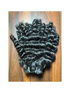 Doubles paquets de trame plats bouclés de prolongements indiens crus dessinés non traités de cheveux vierges de la meilleure qualité - Product Image 2