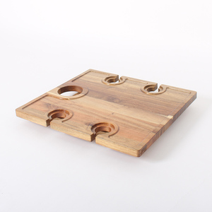 Table de pique-nique basse en bois d'acacia d'extérieur portable personnalisé avec bouteille et porte-verre pliable pour camping, collation au fromage - Product Image 6