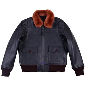 Blouson aviateur classique pour homme de style G1, polyester/coton, marron foncé, vintage, col montant, logo frontal, vêtement d'extérieur - Product Image 1