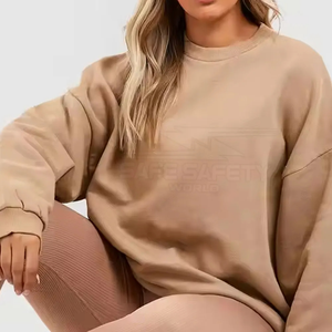 High Quality Women's Winter Casual Oversized Knitted Cotton Fleece Pullover Hoodie Custom Front Printing Comfortable Loose Fit - Product Image 6