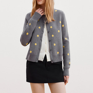 Cardigan Lavorato a <span class=keywords><strong>Maglia</strong></span> a <span class=keywords><strong>Pois</strong></span> di Alta Qualità per Donna, Giacca Maglione Casual alla Moda, Produzione di Fabbrica - Product Image 2