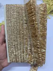 Accessoires de couture, garniture en fil d'or, franges, dentelle à paillettes de 50 mm, durable et écologique pour chaussures, drapeaux, robes de carnaval, vente en gros - Product Image 6