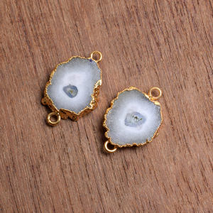 Connecteur de Quartz solaire fait à la main avec caution tranche naturelle bijoux de lien de pierres précieuses galvanisées pour bricolage artisanat Bracelet collier utilisation - Product Image 5