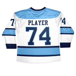 Ensemble d'uniformes de hockey sur glace à col en V sublimé en sergé de haute qualité Nom et numéro du joueur Personnalisable à bas prix - Product Image 6