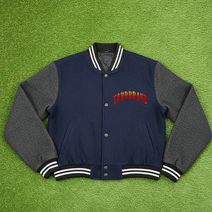 Venta al por mayor precio asequible lana 100% algodón acolchado Varsity chaqueta transpirable cálido a prueba de viento Streetwear béisbol Varsity chaqueta - Product Image 1