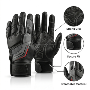 Gants de football américain en cuir personnalisés, à doigts complets, pour outfield, gaucher, avec grip antidérapant, sangle de poignet, rembourrage épais, entraînement, OEM - Product Image 1
