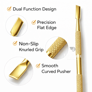Herramienta de Alta Calidad para Cutículas de Doble Punta, Dorada, de Acero Inoxidable, Empujador y Removedor de Cutículas, para Manicura y Pedicura, Reutilizable, OEM Personalizado - Product Image 2