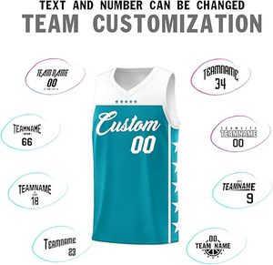 เครื่องแบบบาสเก็ตบอลของผู้ชายเสื้อกีฬาแขนกุดสีฟ้าและสีขาวมีลาย3D แบบสั่งทำ - Product Image 5