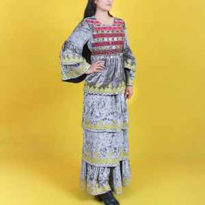 Afghani kuchi ชุดเดรสผู้หญิงปักลวดลายดอกไม้ลวดลายเรขาคณิตแบบดั้งเดิมและหรูหรา - Product Image 5