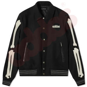 OEM personalizado bordado de la cadena 2 bolsillos laterales Letterman Varsity bomber chaqueta para los hombres - Product Image 1
