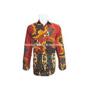 เสื้อเชิ้ตแขนยาวพิมพ์ลายบาติกผู้ชาย ผ้าฝ้ายพรีเมียม 100% เป็นมิตรกับสิ่งแวดล้อม ป้องกันรอยยับ สไตล์ซาฟารี อินโดนีเซีย - Product Image 1