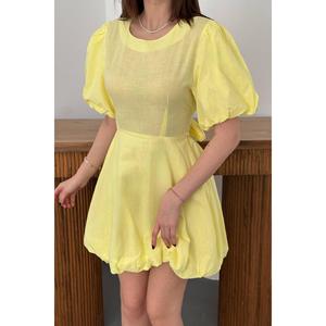Vestido de Lino Amarillo con Espalda Descubierta - Amarillo - Product Image 4