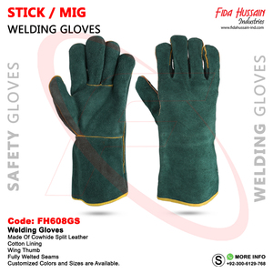 Gran oferta de guantes de soldadura hechos en cuero de vaca, guantes de soldador resistentes al calor y antigolpes, guantes de cuero de Pakistán - Product Image 6