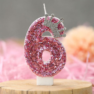 เทียนวันเกิดกลิตเตอร์สีชมพูเทียนพาราฟินทำมือส่งตรงจากโรงงานสำหรับตกแต่งเค้ก - Product Image 4