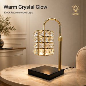 Gold Crystal Candle Warmer Lamp <b>With</b> Stepless Dimming <b>Timer</b> And Adjustable Height For Bedroom Living Room Office - Product Image 2