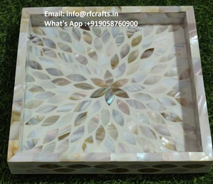 Nacre détaillée vanité serviette plateau décoratif salle de bain comptoir vaisselle - Product Image 2