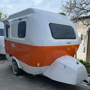 Mini caravane moderne en forme de larme avec douche, construction légère en acier inoxydable pour le camping, les voyages en Europe/USA - Livraison rapide - Product Image 1