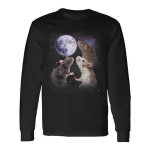T-shirt a maniche lunghe con stampa grafica Rats Howling At The Moon, unisex, girocollo, per adulti - Product Image 1