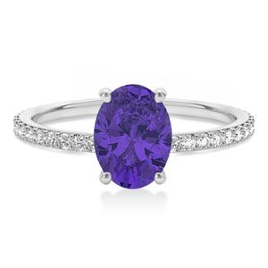 แหวนพลอย tanzanite ทรงรีพร้อมแหวนรัศมีเพชรธรรมชาติจากผู้ผลิตอินเดีย - Product Image 3