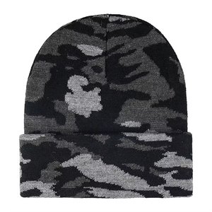 Gorro de punto de alta calidad para hombres y mujeres, gorros de diseño de camuflaje gris, gorro de Calavera, gorro de invierno elástico suave, gorro personalizado - Product Image 5