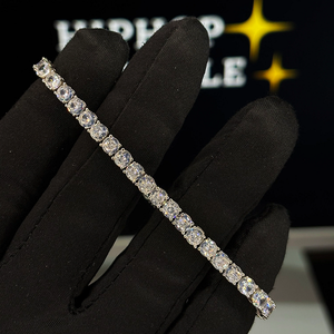 4mm Iced Out Tennis Bracelet 925 Sterling Silver Moissanite Diamond Hip Hop Jewelry Luxury Chain Bracelet for <b>Men</b> Women - Product Image 5