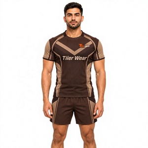Uniforme de rugby pour hommes, haut de gamme, léger, respirant, en polyester, manches courtes, maillot de rugby et short de rugby - Product Image 1