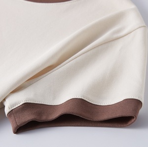 OEM mujeres de moda de algodón de manga corta Crop Tops camisetas marrón teñido Ringer verano Camiseta corta Ringer camiseta Mujer - Product Image 3