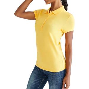 Camiseta de polo de algodón 100% para mujer, venta al por mayor, MOQ bajo, ropa informal de verano de punto transpirable, camisetas de polo para mujer - Product Image 4