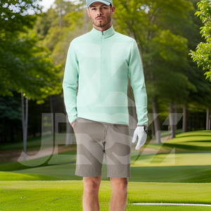 Jersey ligero de media cremallera para hombre, sudadera de Golf, camisa deportiva de manga larga con cremallera activa de cuarto de algodón de secado rápido para primavera - Product Image 1