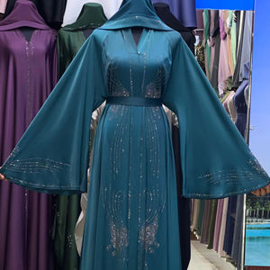 Nouvelle Abaya Musulmane Traditionnelle Noire de Dubaï 2025, Magnifique, Perlée à la Main, en Polyester, Vêtements du Golfe - Product Image 4