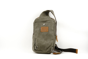 Bolso bandolera de lona vintage con cierre de cremallera embellecedor de cuero, función a prueba de agua, uso sobre el hombro en la parte delantera - Product Image 3