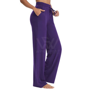 Private Label Solid Color Women Flare <b>Trousers</b> Side Pockets Wholesale Flare <b>Trousers</b> For Sale - Product Image 3