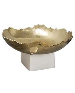 Bol de service en métal de forme ronde, Design moderne et élégant, couleur or, fruits finis et salade avec personnalisation disponible - Product Image 1