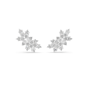 Boucles d'oreilles en forme de flocon de neige en diamant de laboratoire 4.1 CT pour femmes, clarté VVS-VS EF, or 18KT, 14KT, 10KT et argent 925, rose, jaune, blanc - Product Image 1