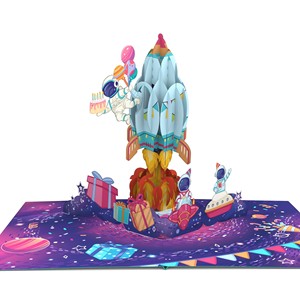 Carte pop-up d'astronaute 3D pour enfants Carte de voeux en papier sur le thème de l'espace pour mariage et anniversaire Toutes les occasions - Product Image 2