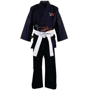 Uniforme de karaté 100% coton avec logo personnalisé Vêtements de sport unisexe pour MMA BJJ Taekwondo Kung Fu Service OEM avec soie polyester - Product Image 4