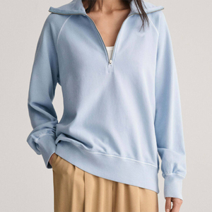 Alta calidad personalizado 100 _ algodón polar manga larga cuarto cremallera señoras con bolsillo mujeres invierno Tops Streetwear Sudadera con capucha para mujer - Product Image 2