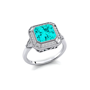 แหวนทองคำแท้18kt ประดับพลอยพาราไบะพลอยพลอยพลอยสีขาวแท้ชุบโรเดียมชุบทองแท้สำหรับเป็นของขวัญวันเกิด - Product Image 3