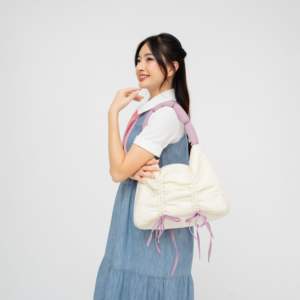 Sac fourre-tout pour femme Hody toutes saisons, grande capacité, matériau crinkle premium, fermeture à glissière, poche intérieure, série multi-usages, violet - Product Image 3