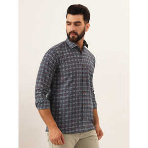 MILLENNIAL MEN Chemise décontractée en pur coton imprimé multicolore coupe régulière pour homme - Product Image 4