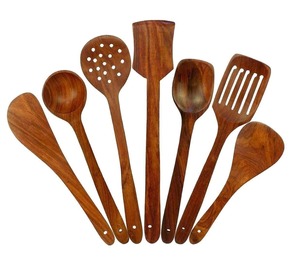 Juego de Utensilios de Cocina con Soporte, Espátulas y Cucharas de Madera Natural - Product Image 3